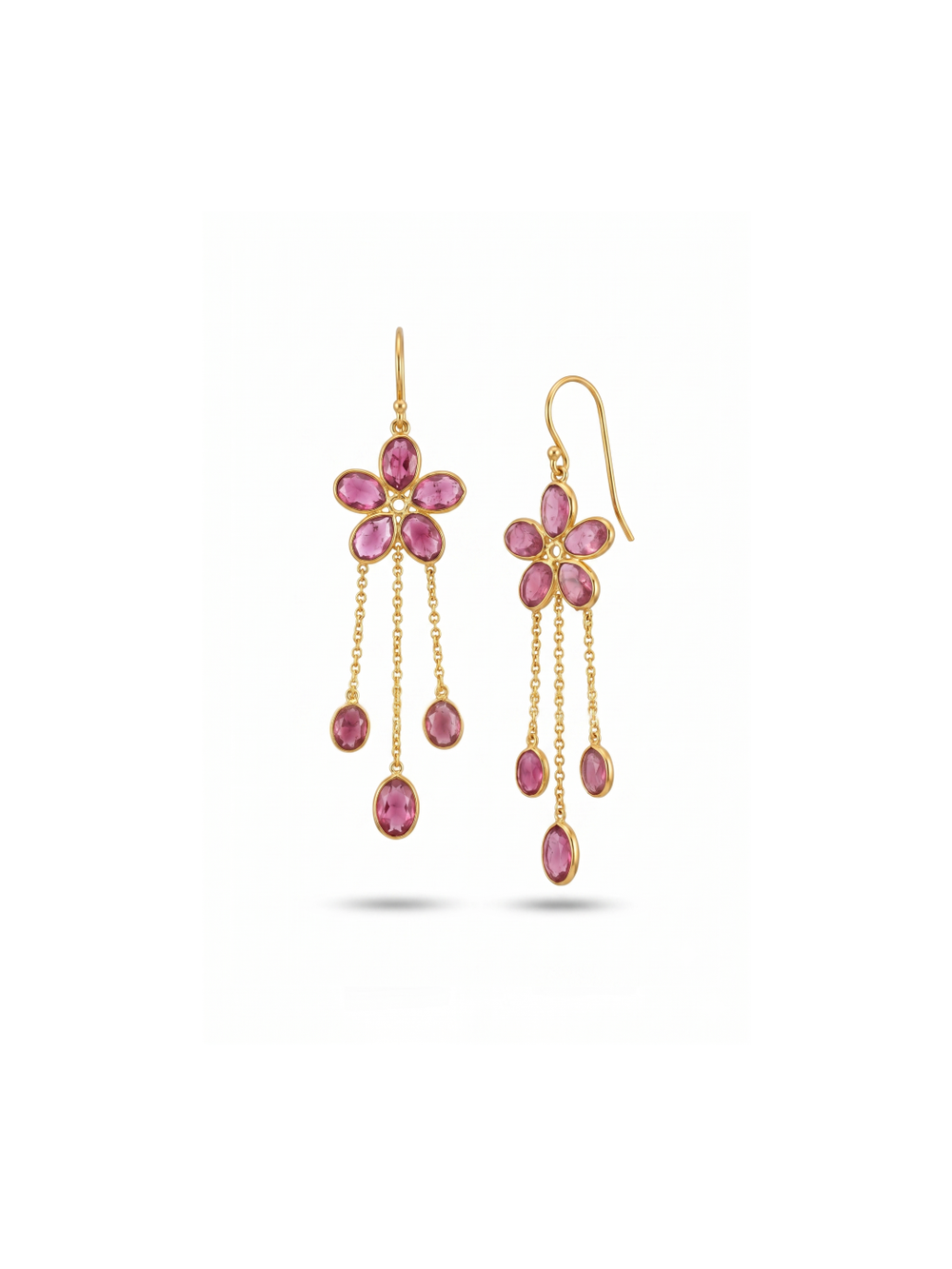 Pink Tourmaline GOLD PLATED EARRING BEST FOR WOMEN'S AND GIRLS By Harshita Jewellery