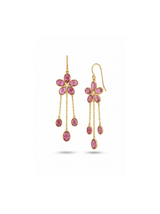 Pink Tourmaline GOLD PLATED EARRING BEST FOR WOMEN'S AND GIRLS By Harshita Jewellery