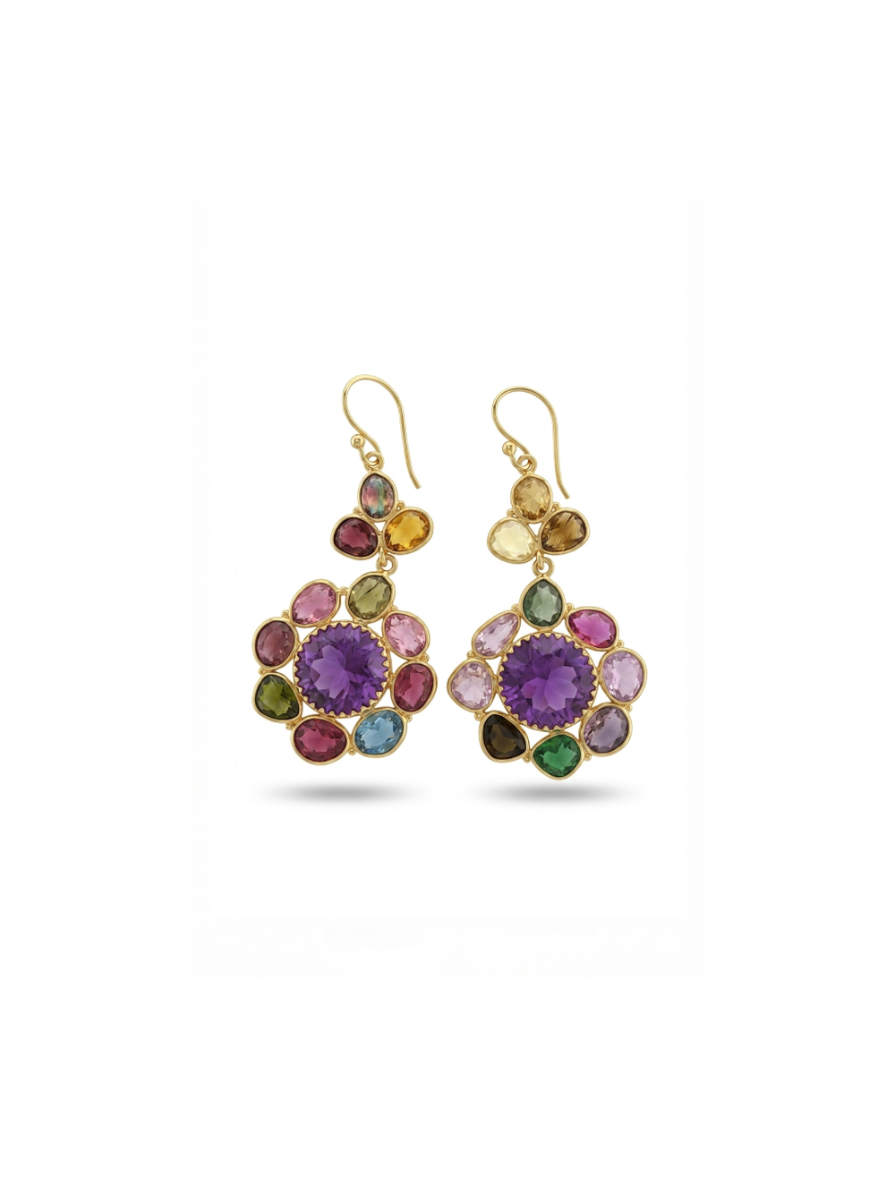 Multi Tourmaline & Ruby GOLD PLATED EARRING BEST FOR WOMEN'S AND GIRLS By Harshita Jewellery