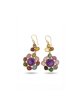 Multi Tourmaline & Ruby GOLD PLATED EARRING BEST FOR WOMEN'S AND GIRLS By Harshita Jewellery