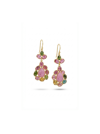 Multi Tourmaline GOLD PLATED EARRING BEST FOR WOMEN'S AND GIRLS By Harshita Jewellery