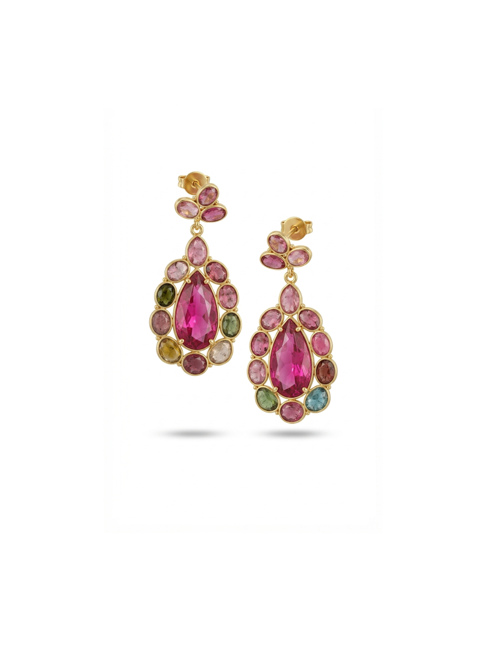 Ruby & Multi Tourmaline GOLD PLATED EARRING BEST FOR WOMEN'S AND GIRLS By Harshita Jewellery