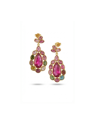 Ruby & Multi Tourmaline GOLD PLATED EARRING BEST FOR WOMEN'S AND GIRLS By Harshita Jewellery