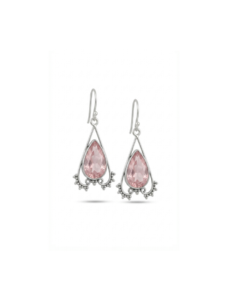 Rose Quartz Gemstone Earrings By Harshita Jewellery