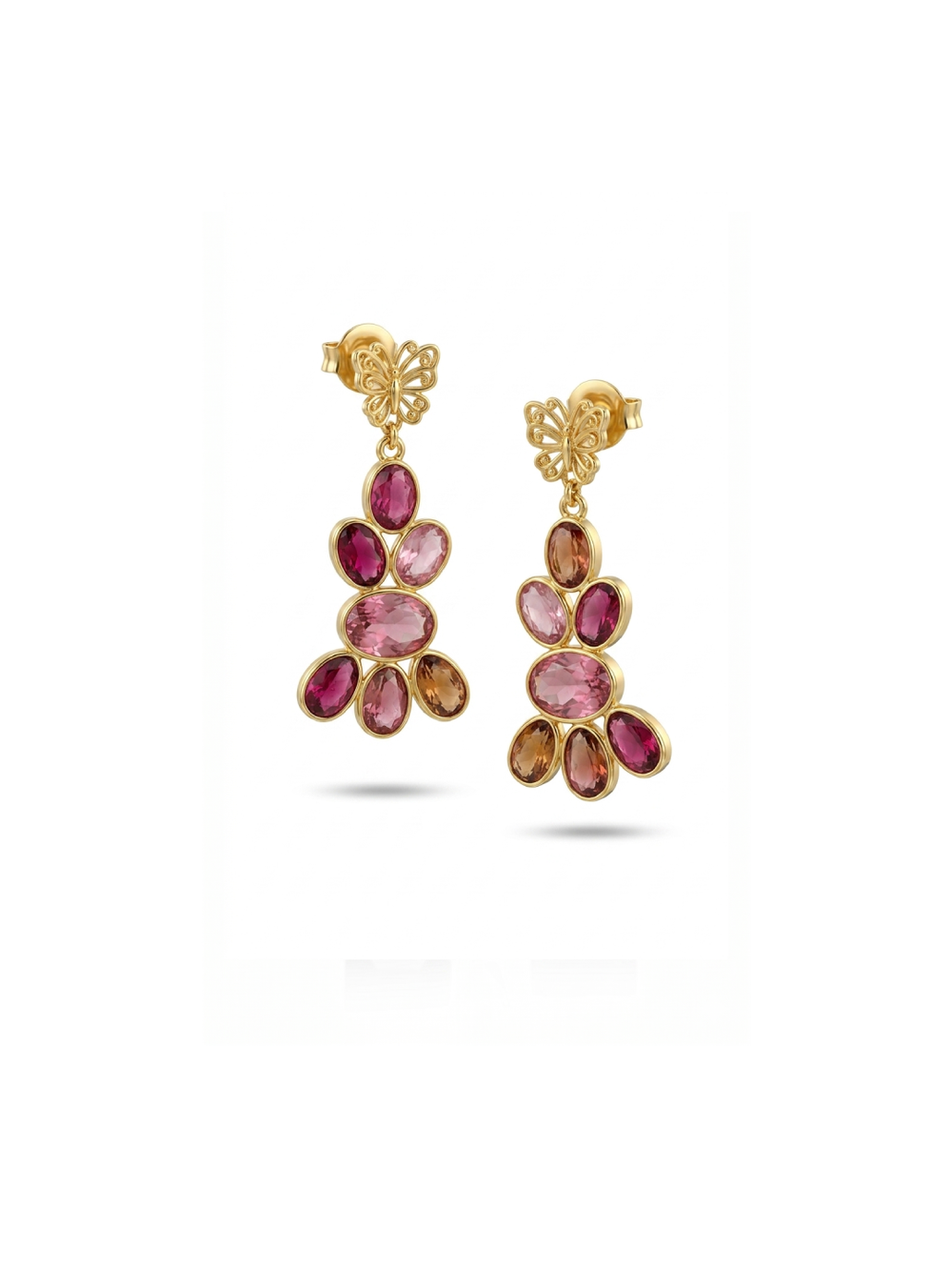 Pink Tourmaline GOLD PLATED EARRING BEST FOR WOMEN'S AND GIRLS By Harshita Jewellery