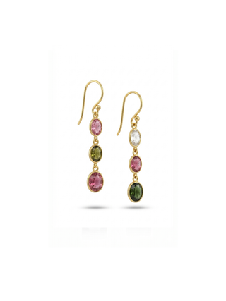 Multi Tourmaline GOLD PLATED EARRING BEST FOR WOMEN'S AND GIRLS By Harshita Jewellery