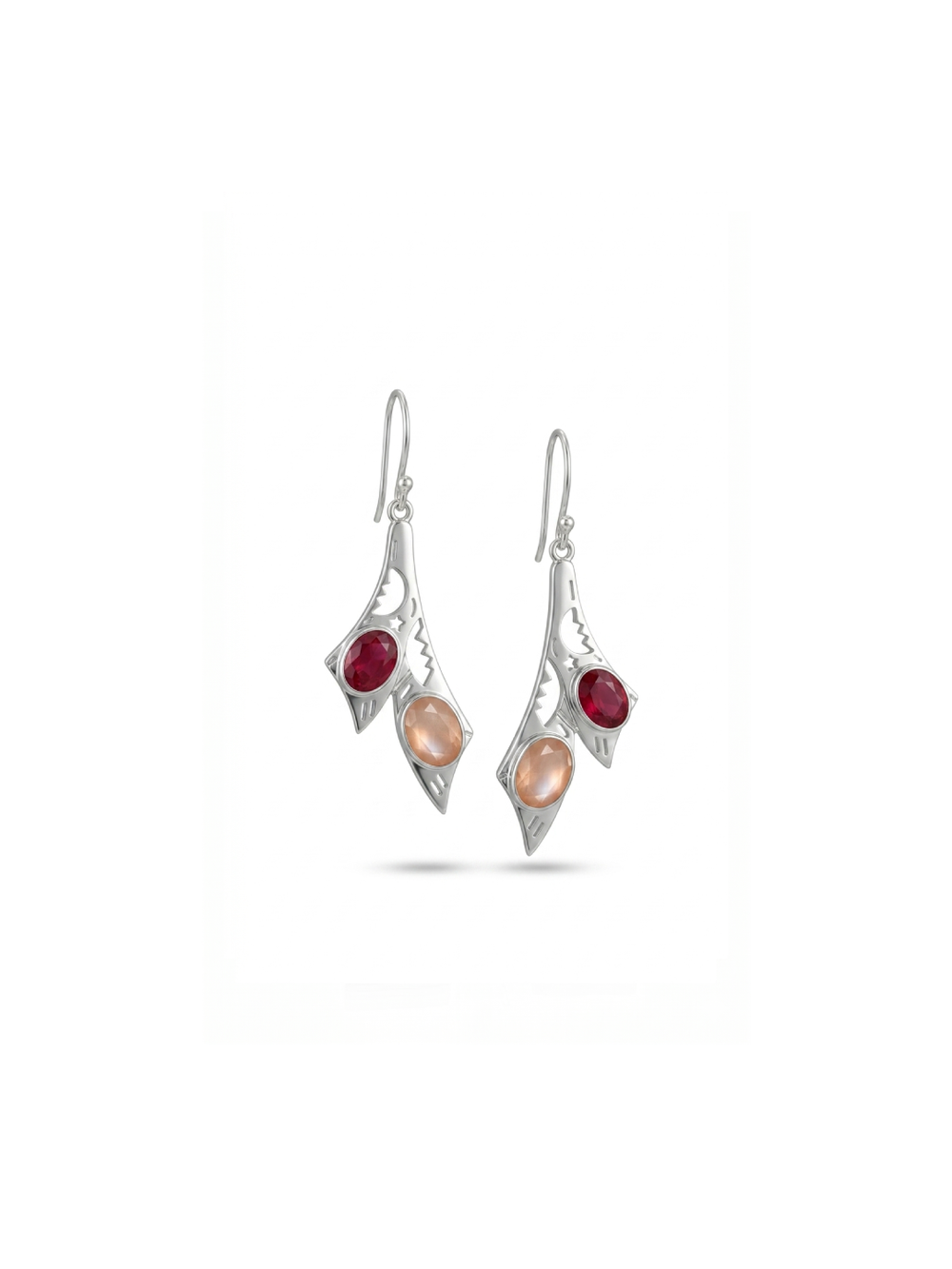 Ruby & Sunstone Gemstone Earring By Harshita Jewellery