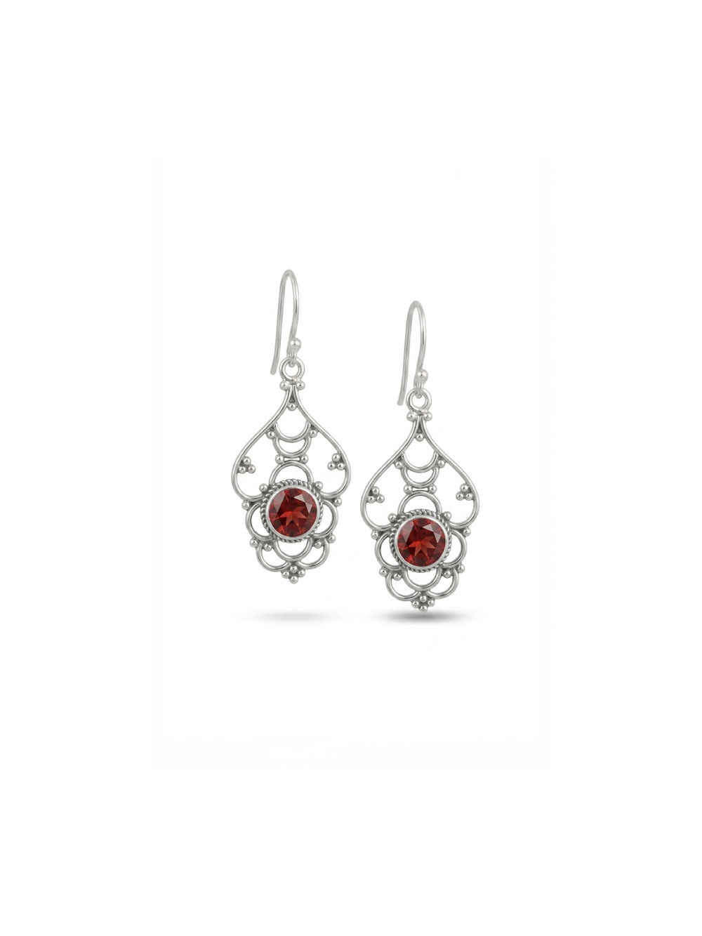 Red Garnet Earring By Harshita Jewellery