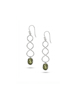 Crezh Moldavite Natural Gemstone 925 Sterling Silver Handmade Stud Earring