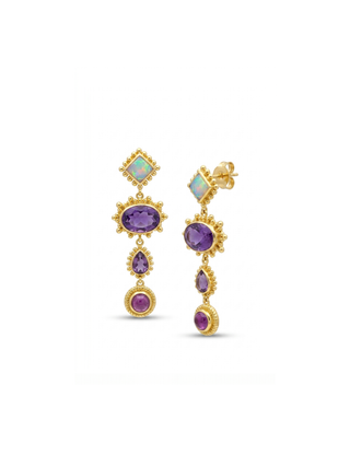 MULTI STONE MINIMALIST EARRING STEALING SILVER PUSH BACK By Harshita Jewellery