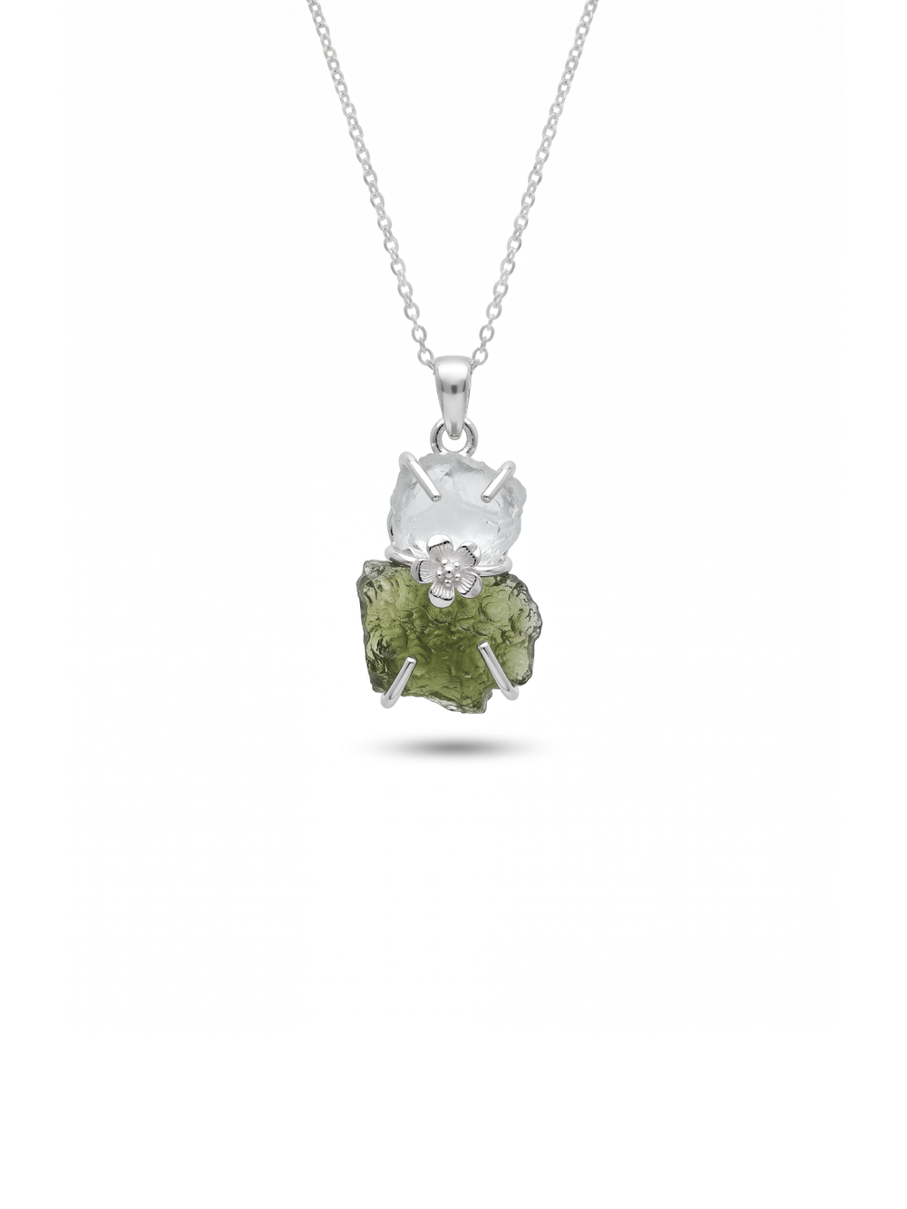 Moldavite Aquamarine pendant, genuine gemstone pendant, sterling silver handmade pendant, 100% genuine with certified gemstone