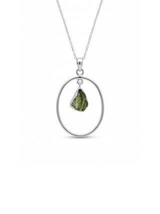 Authentic Raw Moldavite Pendant For Girls 925 Sterling Silver Jewelry