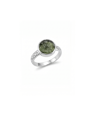 Natural Raw Moldavite Ring, 925 Solid Sterling Silver Czech Republic Raw Gemstone Handmade Jewelry Ring Gift For Her