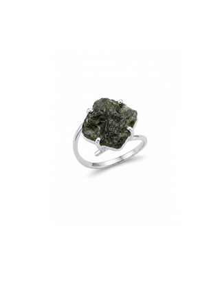 Moldavite Ring Natural Gemstone Ring, 925 Solid Silver Starling Handmade Jewelry, Gift for Her, Everyday Jewelry, Gift For Mom