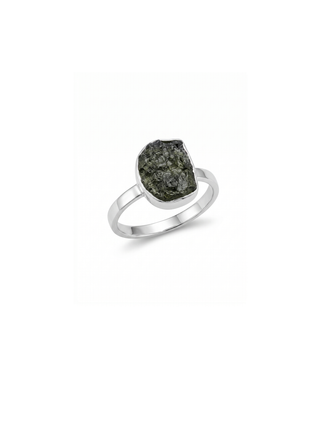 Moldavite Ring,925 Solid Sterling Silver Ring, Raw Stone Moldavite, Genuine Czech Republic Moldavite Gemstone Ring, Gift For Mom
