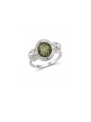 Authentic Czech Republic Moldavite Rough, Pearl Gemstone 925 Solid Sterling Silver Handmade Ring Jewelry