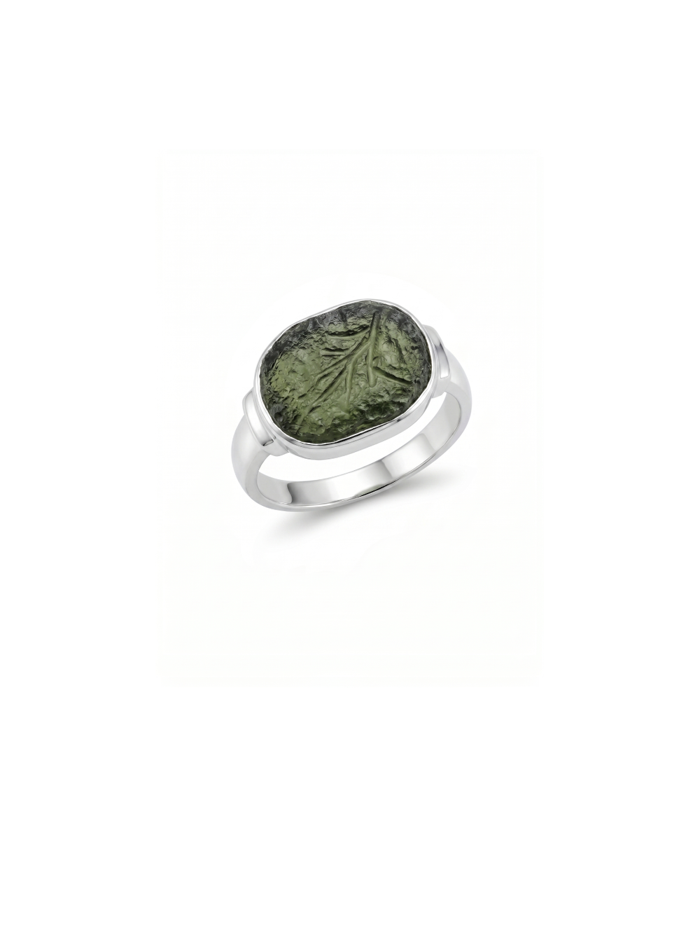 Authentic Czech Republic Moldavite Rough Gemstone 925 Solid Sterling Silver Handmade Ring Jewelry