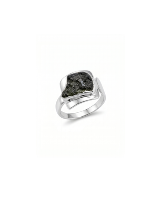 Natural Raw Moldavite Ring, 925 Solid Sterling Silver Czech Republic Raw Gemstone Handmade Jewelry Ring Gift For Her