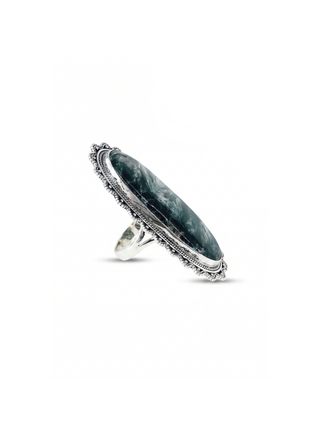 Natural Seraphinite Ring By Harshita Jewellery