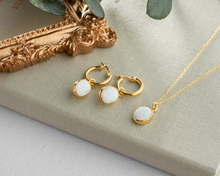 handmade jewelry, opal set, opal necklace, opal jewelry, minimalist, necklaces for her, opal, gift for her, opal earrings, hoop earrings