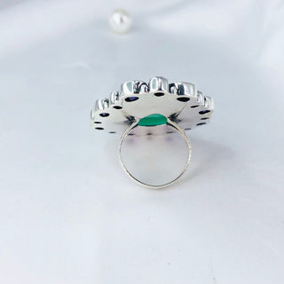 Natural Amethyst, Garnet & Green Onyx Ring By Harshita Jewellery