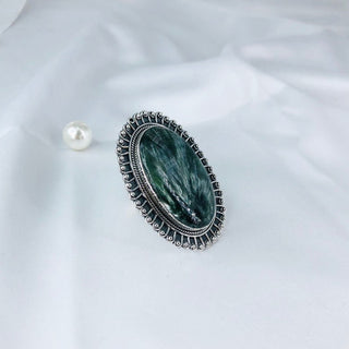 Seraphinite Gemstone Ring By Harshita Jewellery