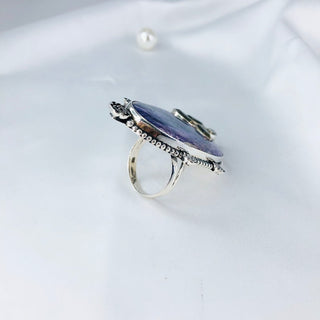 Charoite & Citrine Gemstone Ring By Harshita Jewellery