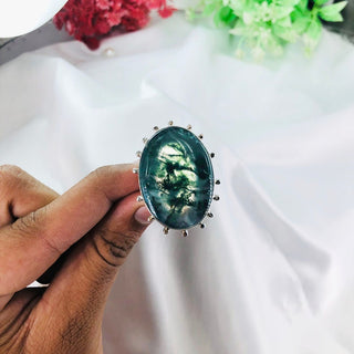 Natural Moss Agate Ring By Harshita Jewellery