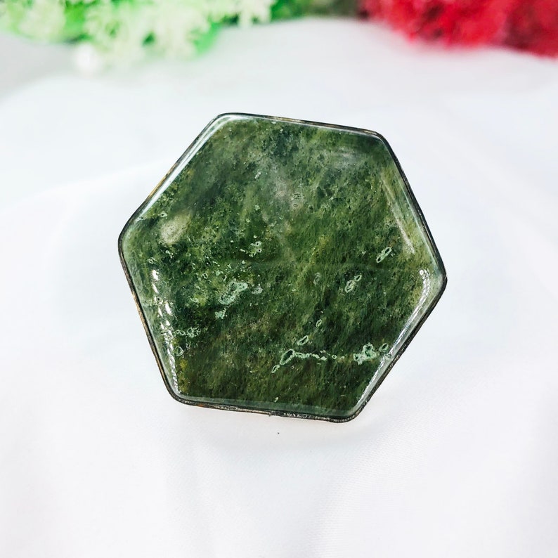 Natural Vesuvianite Gemstone Ring By Harshita Jewellery