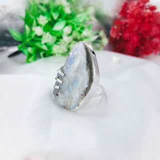 Natural Raw Rainbow Moonstone Ring By Harshita Jewellery