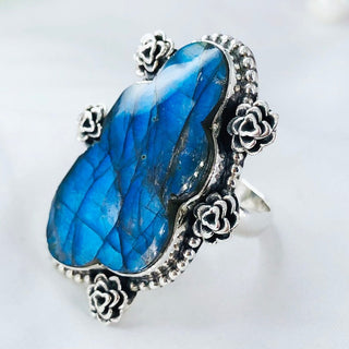 Natural labradorite Gemstone ring By Harshita Jewellery