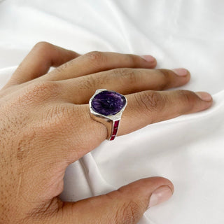 Natural Rough Amethyst Ring By Harshita Jewellery